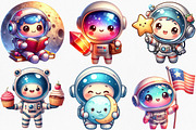 Kawaii Astronaut Clipart Bundle, an Illustration by Canvas Craft (Thumbnail 2 of 7)