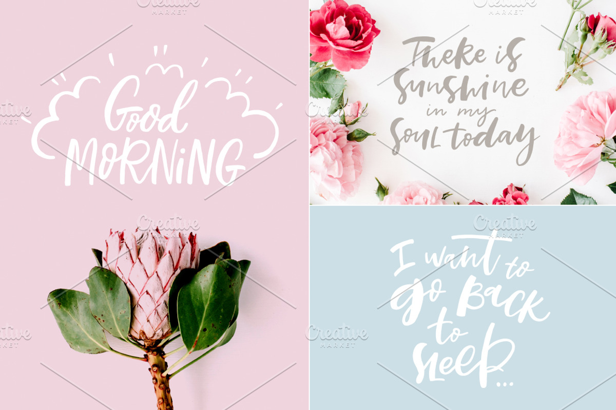 Morning Lettering Set, a Social Media Template by piyacler