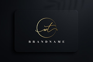 Letter WT Handwritten Signature Logo