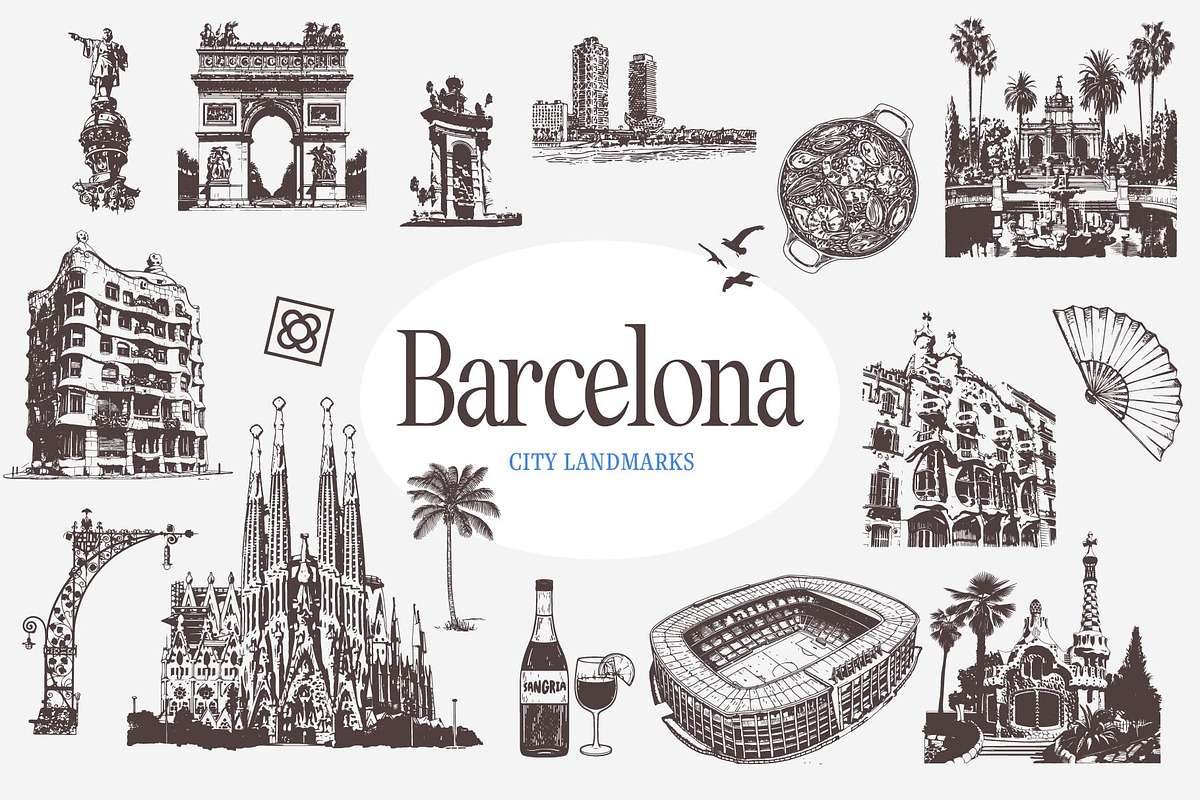 Barcelona · City landmarks, an Illustration by BluWisp (Photo 1 of 7)