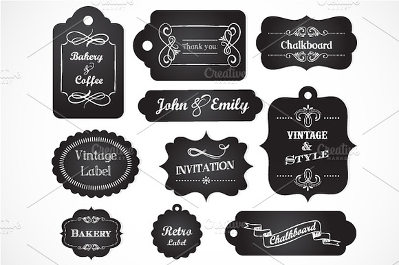 Chalkboard Vintage Labels & elements preview 3