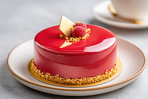 Glossy raspberry mirror-glaze cake, a Food & Drink Photo by AlyaAnd