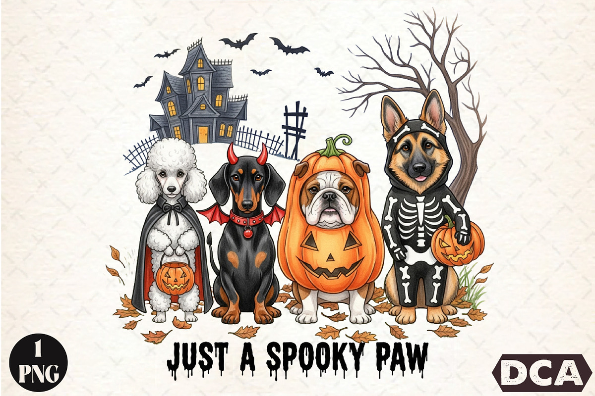 Just a Spooky Paw Png, Halloween Dog, an Illustration by DreamCafeArt (Photo 1 of 7)