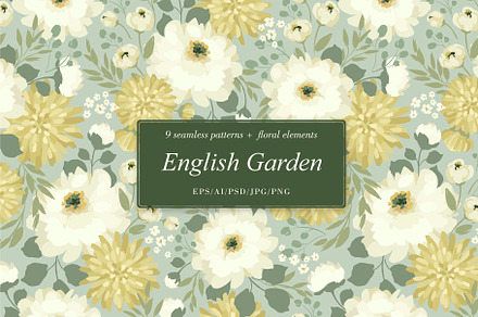 English Garden. Seamless patterns, a Pattern Graphic by Nadia Grapes
