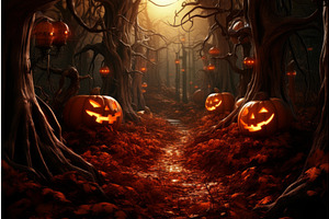 Shadowy Pumpkin Forest Halloween