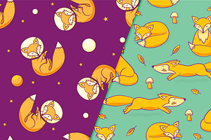 Foxes Seamless Patterns