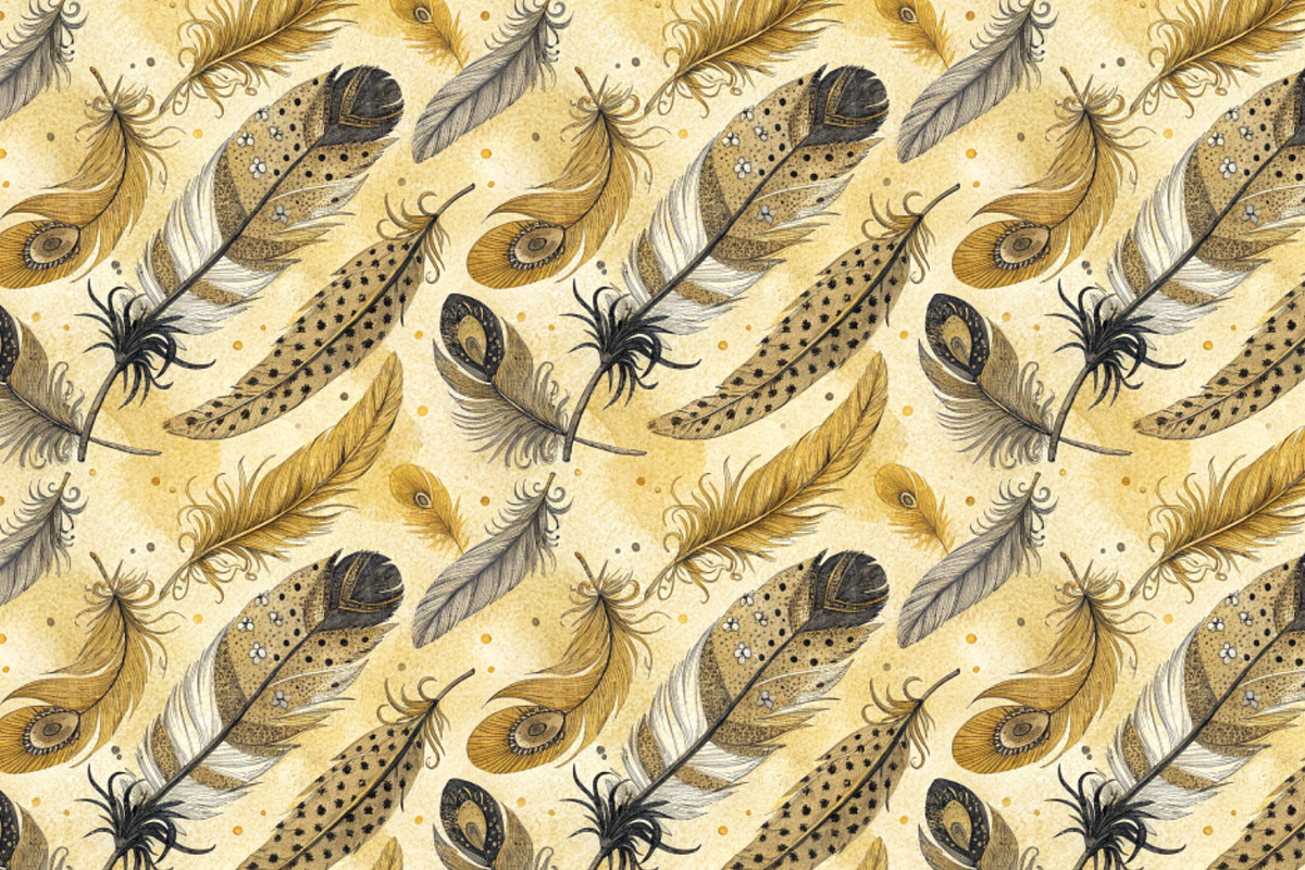 Seamless Patterns Ethereal Feathers, a Pattern Graphic by Designs by Helen Trupak (Photo 6 of 8)