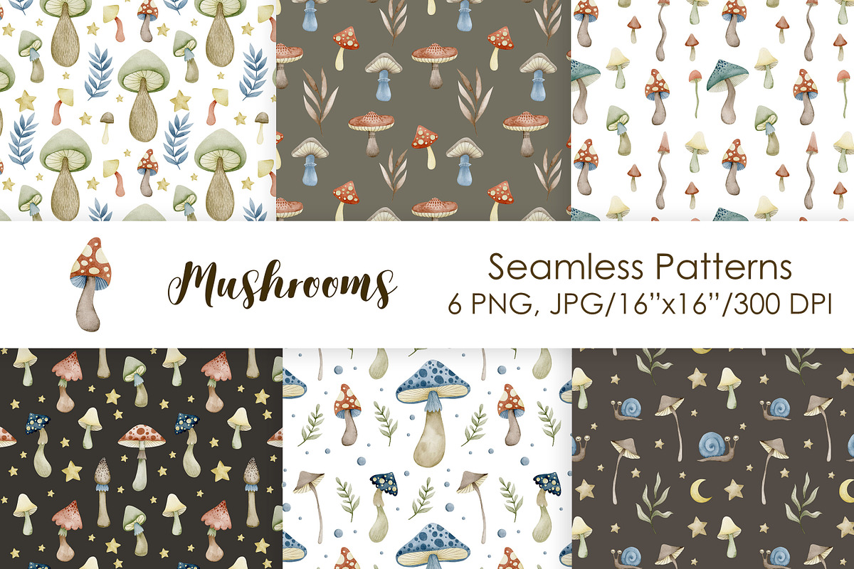 Watercolor mushrooms collection., a Decorative Illustration by Kira Konoshenko (Photo 6 of 12)