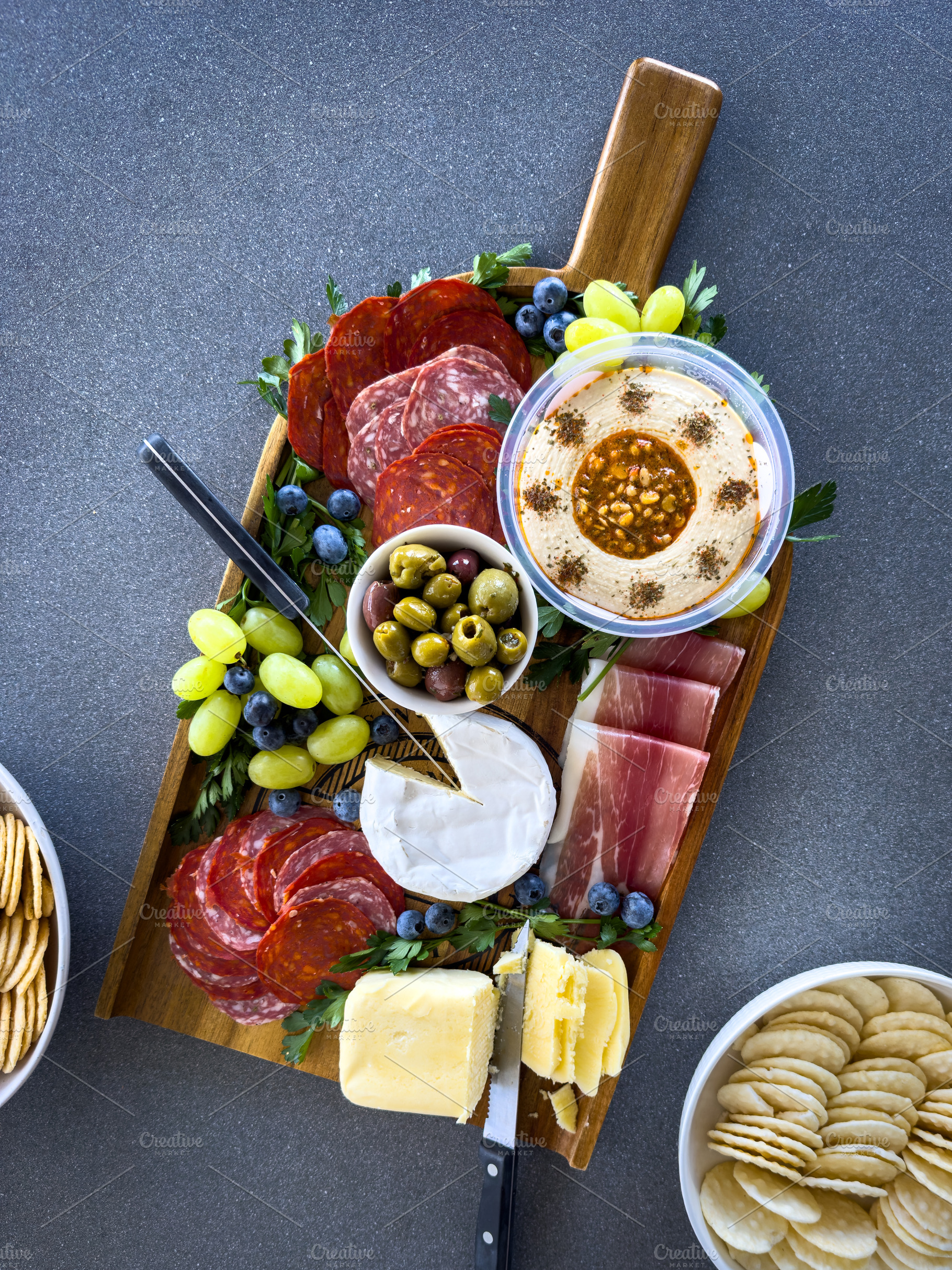 Charcuterie Board Meats And Cheeses Overhead, a Food & Drink Photo by THP Creative