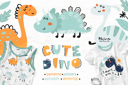 Cute Dinosaur Collection, a Wallpaper Graphic by Nafanya