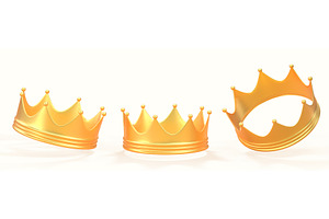 3d render set of golden crowns for, an Object 3D Model by Marozhkastudio