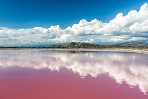 Pink water salt lake stock photo containing lake and pink