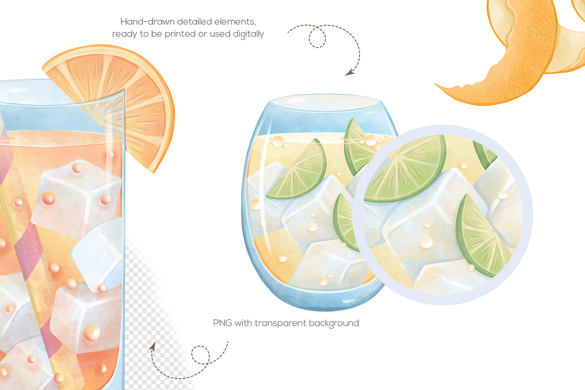 Cocktail party digital clipart, a Food Illustration by Mespilia (Photo 2 of 3)