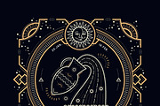 Thin line zodiac label - Aquarius, an Object Graphic by painterr (Thumbnail 2 of 2)