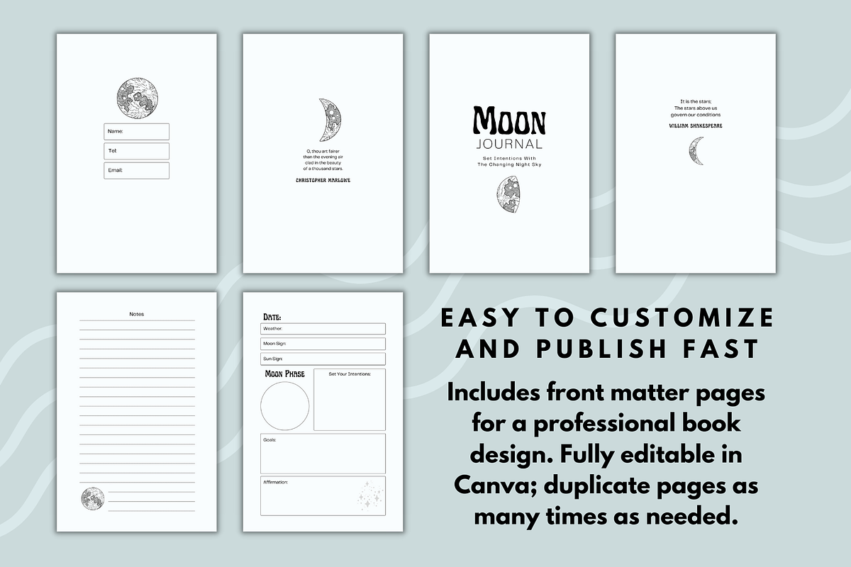 Moon Phase Journal Template KDP, a Magazine Template by Self Publishing Magic (Photo 2 of 2)