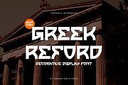 Greek Reford - Unique Typeface Font, a Sans Serif Font by QR Design Studio (Thumbnail 1 of 7)