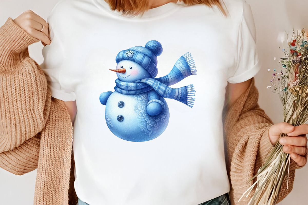 Christmas Blue Toile Snowman Clipart, an Illustration by Canvas Craft (Photo 6 of 8)