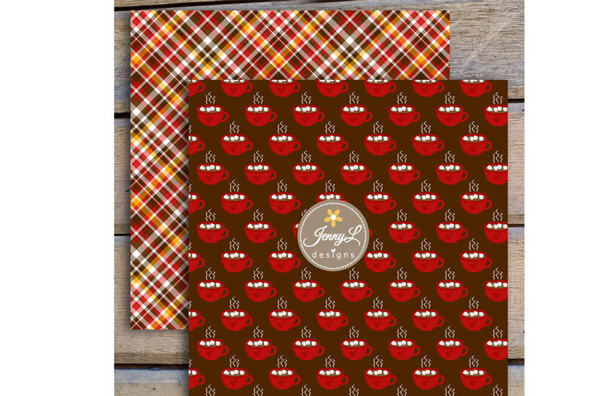 Hot Cocoa Digital Papers and Clipart, a Pattern Graphic by JennyL Designs (Photo 5 of 5)