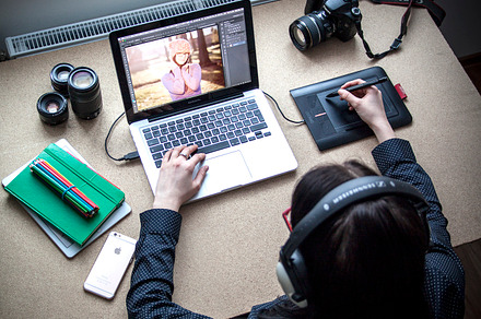 Women retouching photo in photoshop containing laptop, office, and computer, a Business Photo by Jakub Kostal