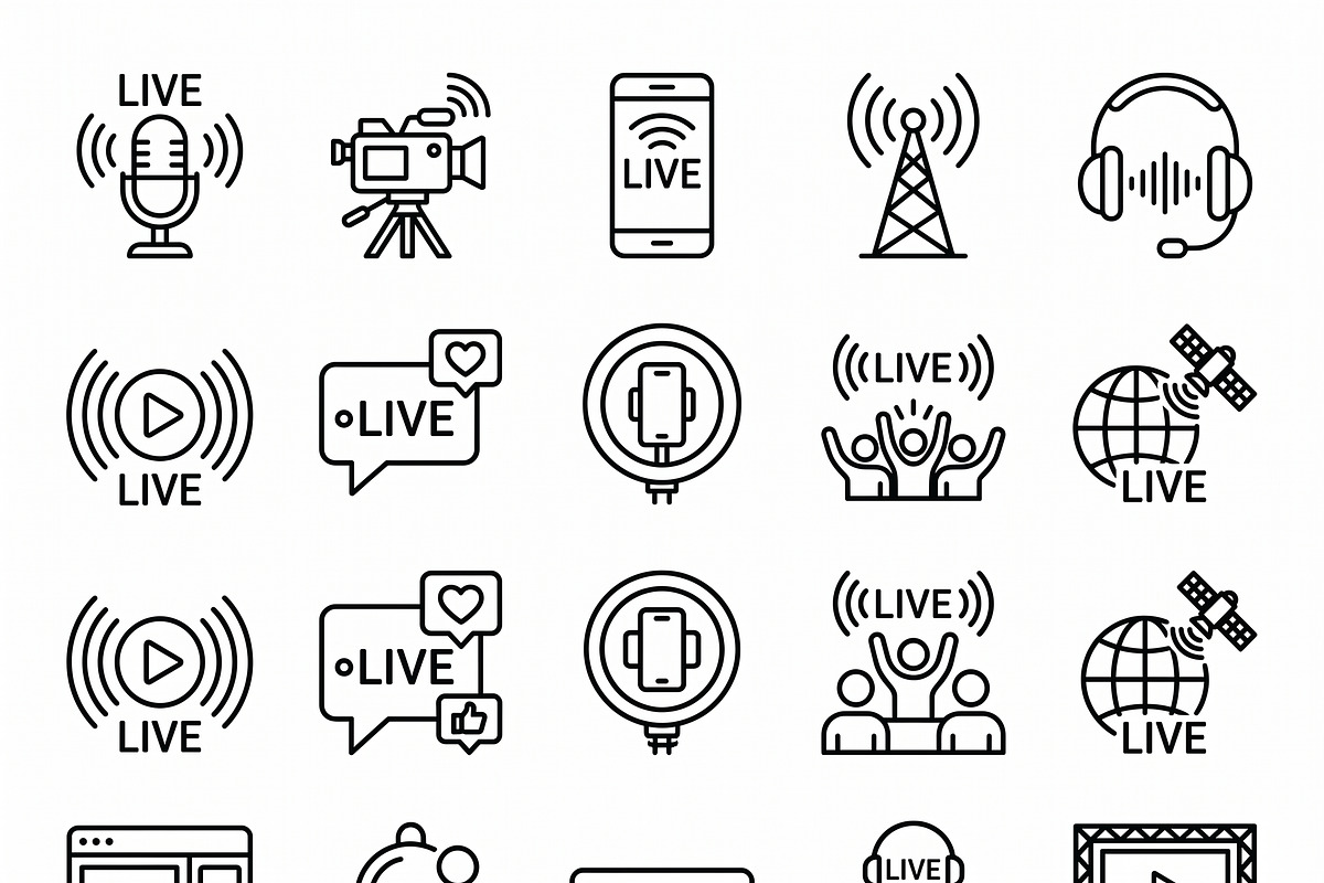 Podcast Streaming Outline Icons, an Outline Icon by adenpinkstore (Photo 4 of 5)