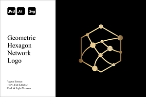 Geometric Hexagon Network Logo, a Branding & Logo Template by Luxury Logos