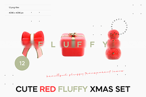 Cute Red Fluffy Xmas Set