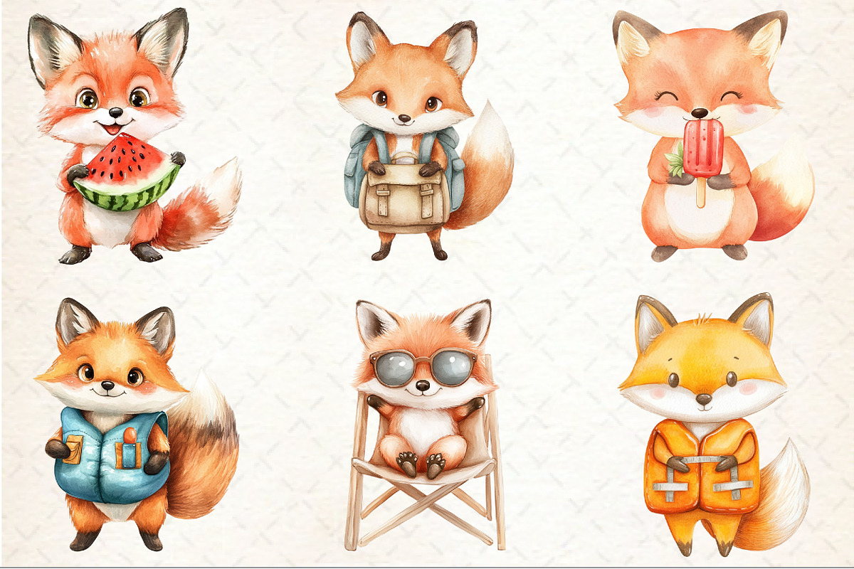 Cute Summer Baby Fox Clipart, an Illustration by Rose Art (Photo 3 of 4)