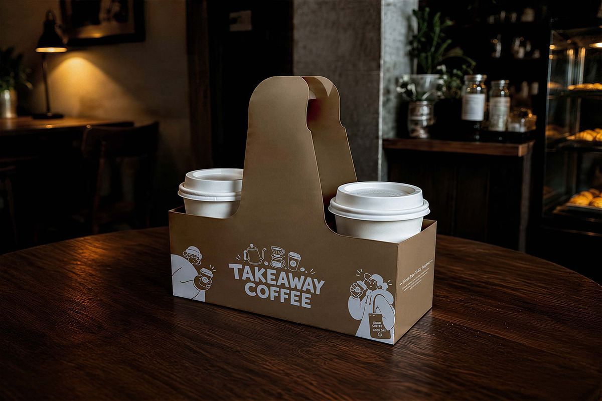 Takeaway Drink Carrier Mockup, a Cups & Container Mockup by Pitchlook.Studio (Photo 3 of 3)
