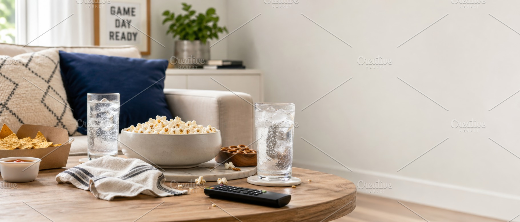 Game day ready living room setup wit, a Photo by Dvoevnore photos