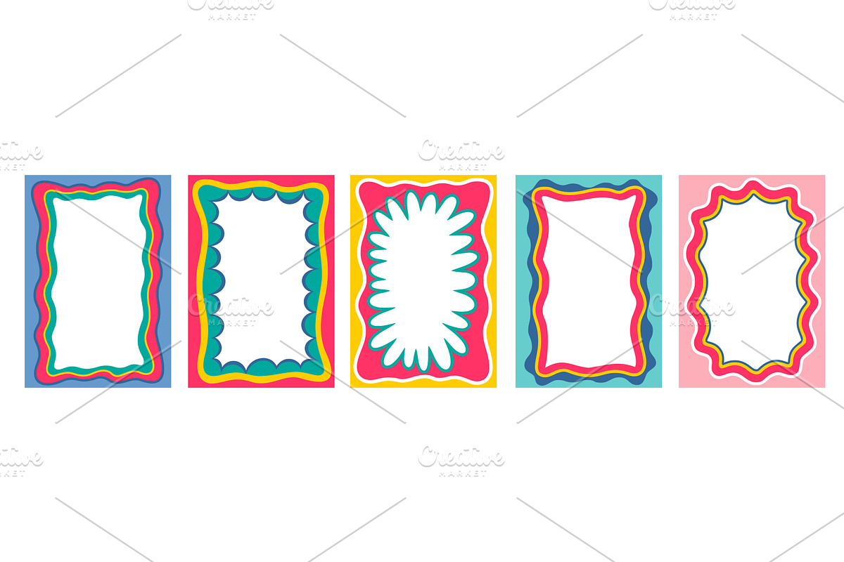 Retro y2k color scallop wavy frames, an Object Illustration by Buch&Bee