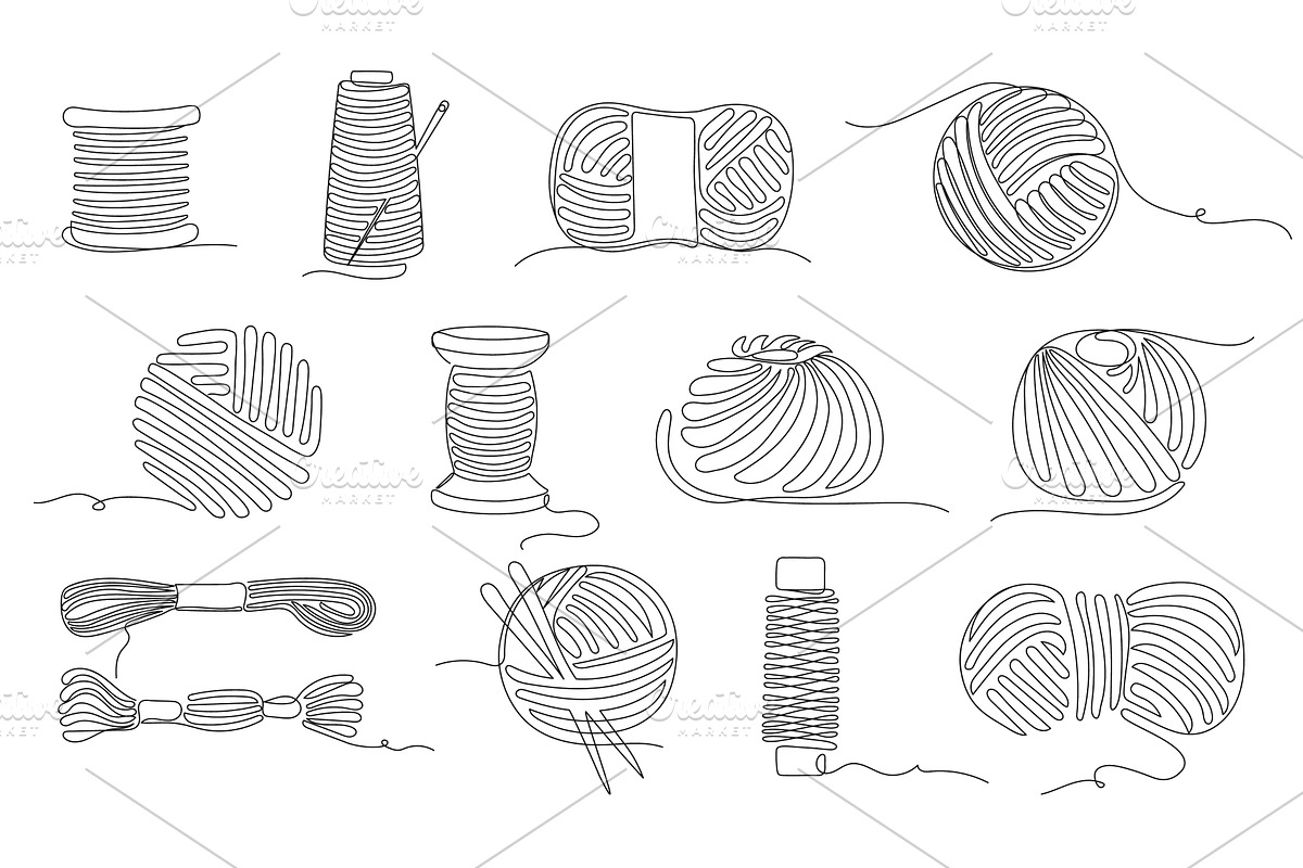 Continuous one line sewing threads, a Graphic by winwin.art
