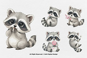15 Bundle Watercolor Baby Raccoon, an Animal Illustration by Morspective (Thumbnail 7 of 8)