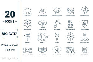 Big Data Line Icon Set