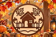 Autumn Cottage Laser Cut SVG, an Object Graphic by DreamPrint404 (Thumbnail 1 of 3)