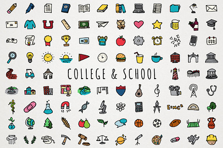 College & School Icons Clipart Set, an Icon by Lemonade Pixel