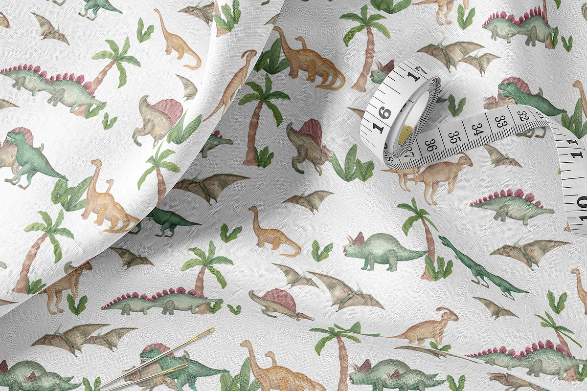 Watercolor Dinosaurus Collection, a Pattern Graphic by Oksana Dovhopol Art (Photo 13 of 16)