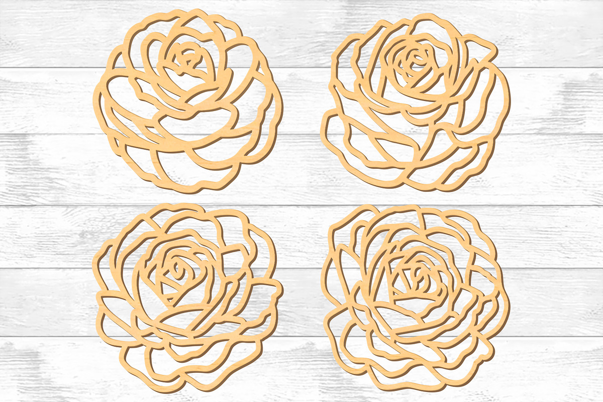 Rose Coasters SVG Laser Cut Files., an Object Graphic by Doodle Cloud Studio