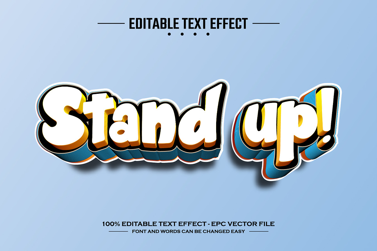 Stand up 3D editable text effect, a Layer Style Add-On by nicemorning