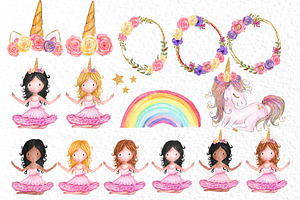 Rainbow Unicorn Clipart Girls