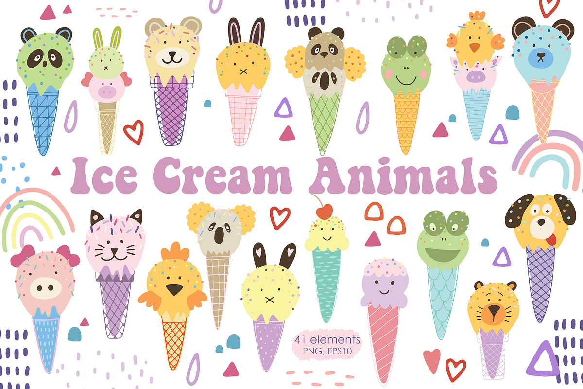 Ice cream animals collection., an Animal Illustration by Kira Konoshenko (Photo 1 of 11)