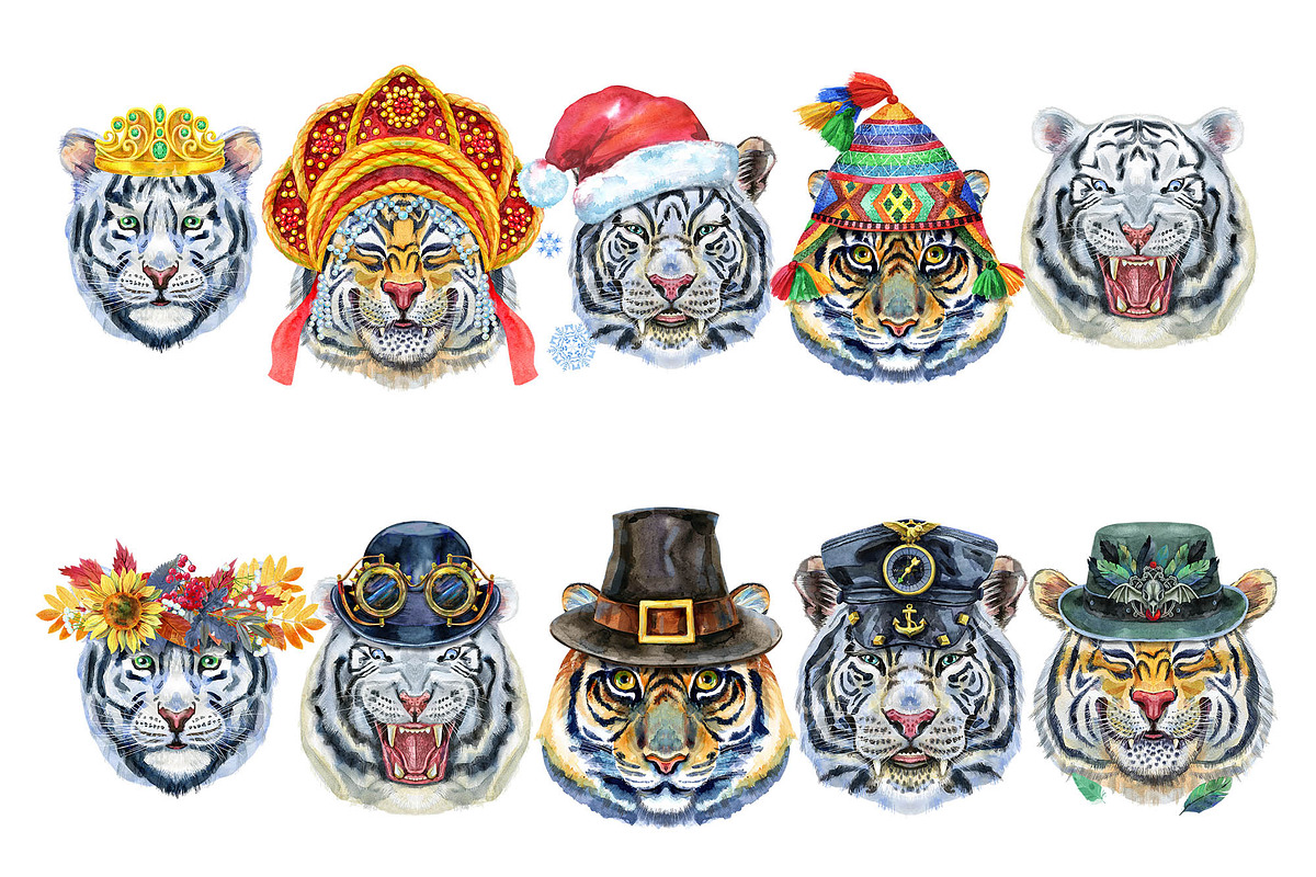 Watercolor borders from tigers, an Animal Illustration by Watercolor fantasy (Photo 5 of 7)
