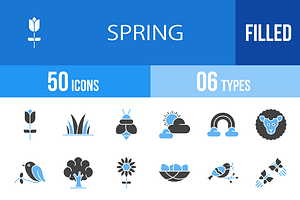 50 Spring Blue & Black Icons