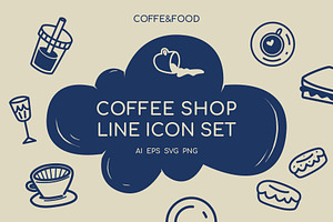 70+ Minimal Coffee Shop Line Icons