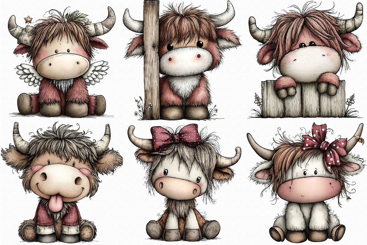 Quirky Highland Cow PNG, an Illustration by Libby Wishes (Photo 8 of 8)
