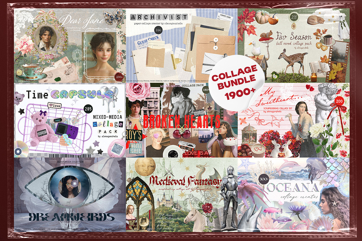 COLLAGE BUNDLE Mixed-Media Scrapbook, an Object Graphic by alenaganzhela (Photo 1 of 11)