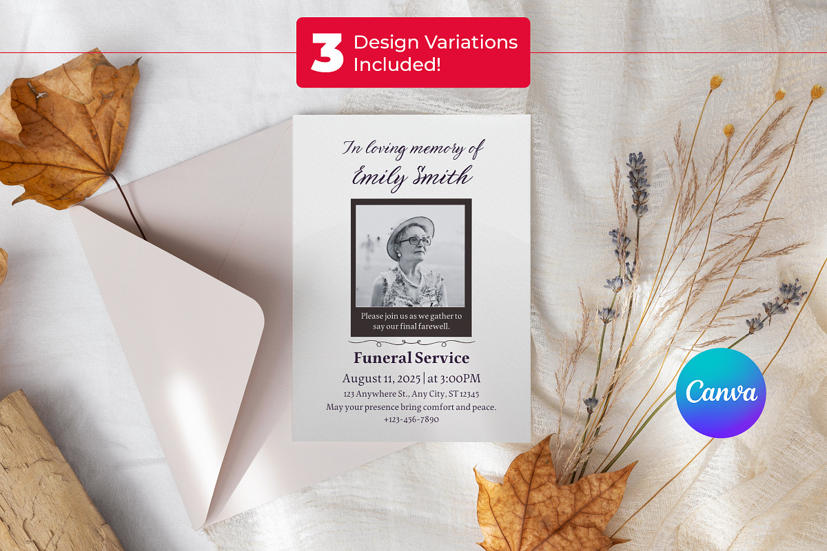 Funeral Invitation Canva Template, a Design Template by Snapybiz (Photo 3 of 10)