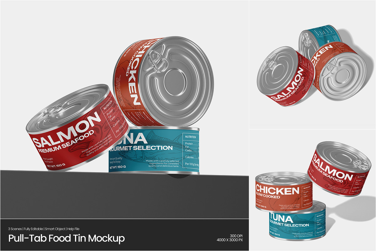 Pull-Tab Food Tin Mockup, a Packaging Mockup by Permadi Creative (Photo 1 of 5)