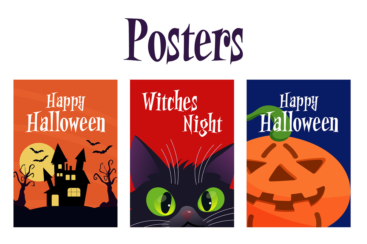 Cute Halloween Clipart Set, a Seasonal Illustration by Idressart (Photo 3 of 4)