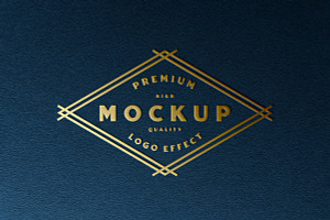 Luxury Gold Logo Mockup Blue Paper