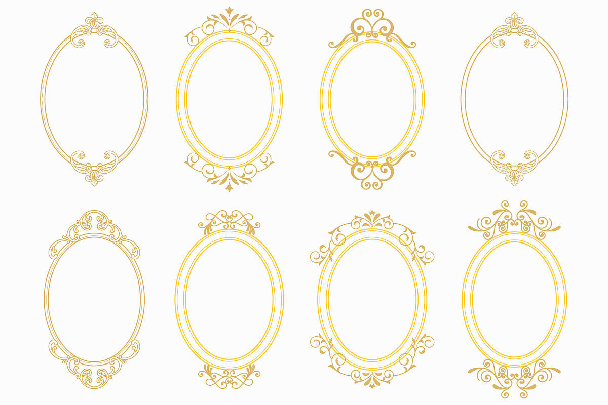 Oval Ornamental Frame Vector Bundle, a Decorative Illustration by Kusumaillustration (Photo 8 of 16)